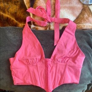 Pink Halter Corset Top